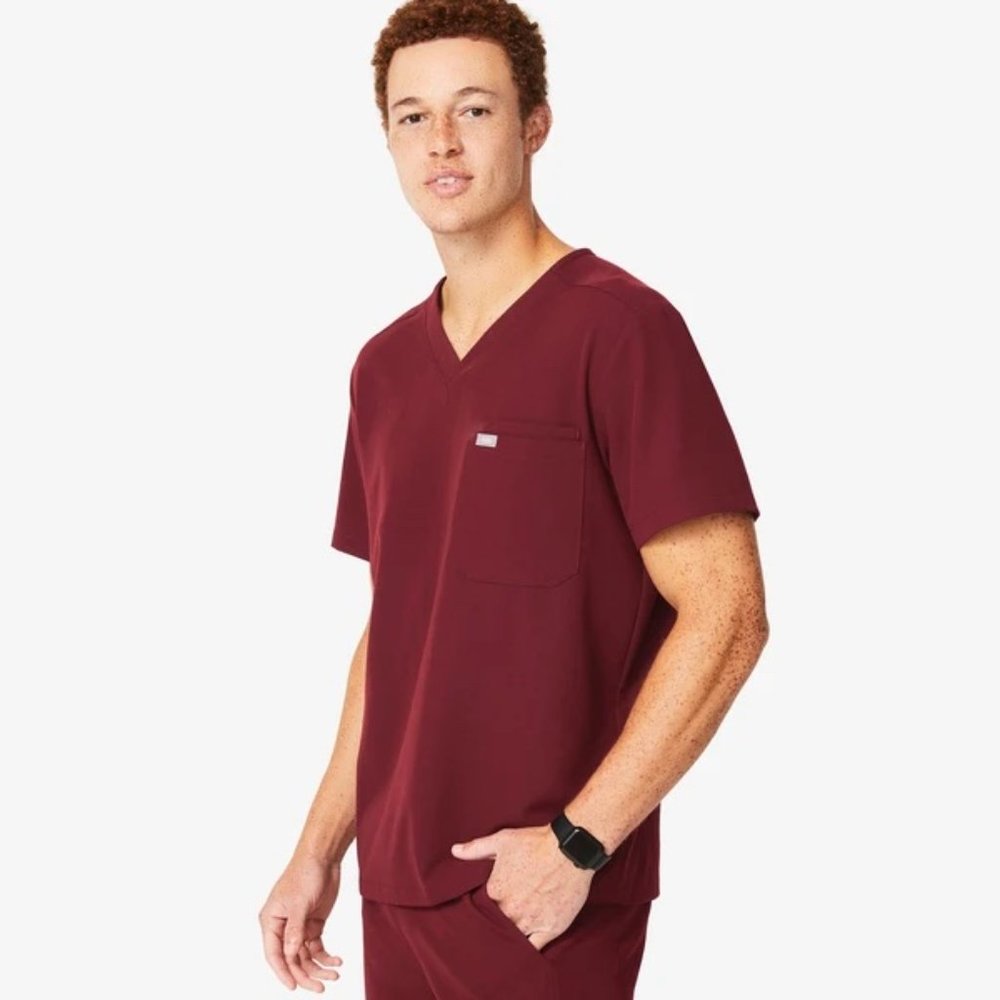 Men's Maroon Figs Leon Scrub shirt - M